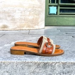 Donna Lucca Mule 1333 Cuir Et Rafia