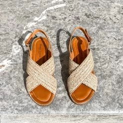 Donna Lucca Sandales Cuir Et Rafia Croisée 1337 -Chaussures Chic Et Tendance 1337 2