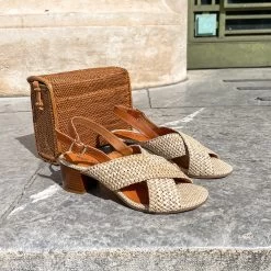 Donna Lucca Sandales Cuir Et Rafia Talon 1337 BIS -Chaussures Chic Et Tendance 1337 bis 1