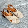 Donna Lucca Sandales Cuir Et Rafia Talon 1337 BIS