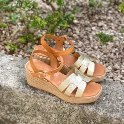 Eva Frutos Sandales Compensées 2516 Cuir OR -Chaussures Chic Et Tendance 2516 or 2
