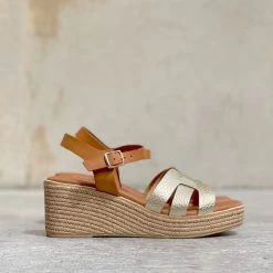 Eva Frutos Sandales Compensées 2516 Cuir OR -Chaussures Chic Et Tendance 2516 or 3