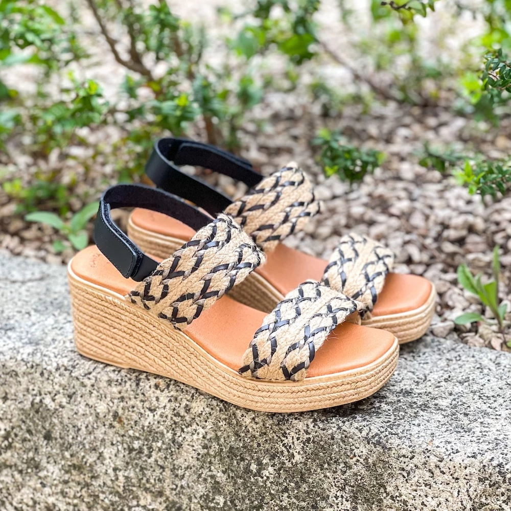 Eva Frutos Sandales 2557 Cuir Et Rafia Noir 2 Eva Frutos Sandales 2557 Cuir Et Rafia Noir – Image 2