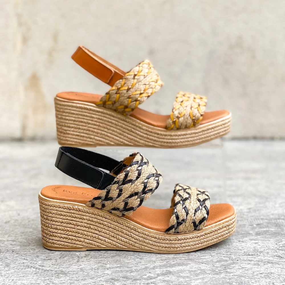 Eva Frutos Sandales 2557 Cuir Et Rafia Noir 3 Eva Frutos Sandales 2557 Cuir Et Rafia Noir – Image 3