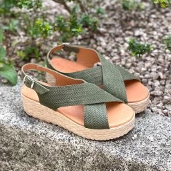 Eva Frutos Sandales Croisées 714 Kaki Cuir -Chaussures Chic Et Tendance 714 kaki 2