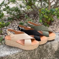 Eva Frutos Sandales Croisées 714 Kaki Cuir -Chaussures Chic Et Tendance 714 kaki 4