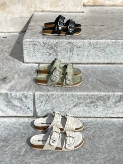 Refresh 79743 Mules 2 Bandes Beige-noir-kaki