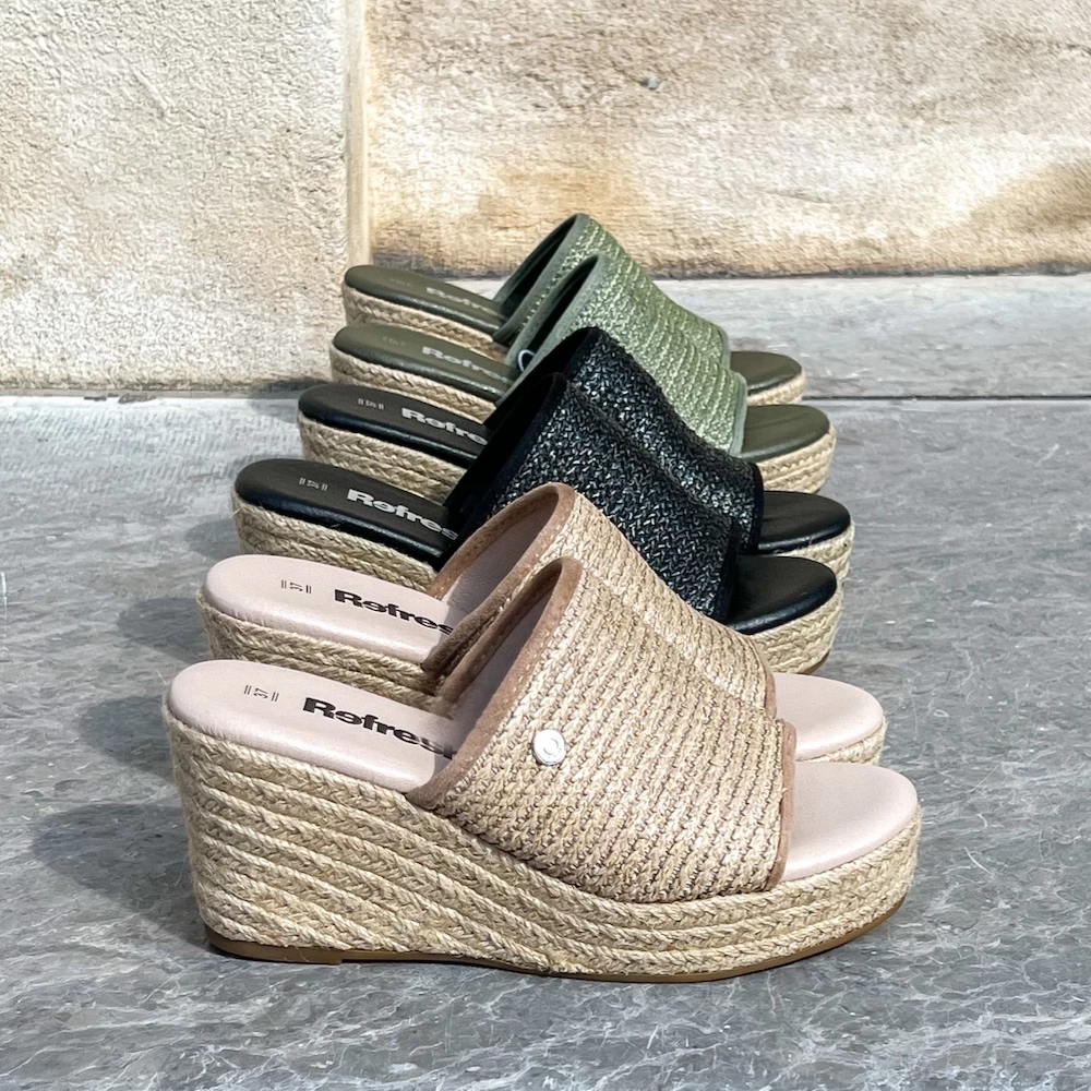 Refresh Mules Compensées 79785 Beige-kaki-noir 1 Refresh Mules Compensées 79785 Beige-kaki-noir