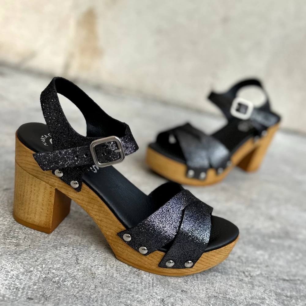 Clogs Sandales 801 Cuir Glitter 3 Couleurs 3 Clogs Sandales 801 Cuir Glitter 3 Couleurs – Image 3