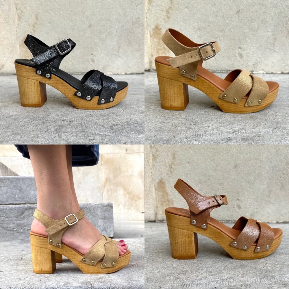 Clogs Sandales 801 Cuir Glitter 3 Couleurs 1 Clogs Sandales 801 Cuir Glitter 3 Couleurs