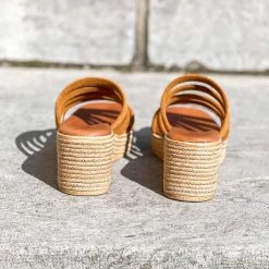 Kaola Mule 844 F Compensée En Cuir Camel Et Or -Chaussures Chic Et Tendance 844 f camel or 3