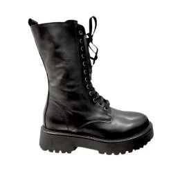 BOTTINES CUIR NOIR LACETS AF20