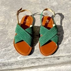 Anamaia SB 400 Sandales Croisées Cuir Doré, Vert, Camel. -Chaussures Chic Et Tendance ansb400 4