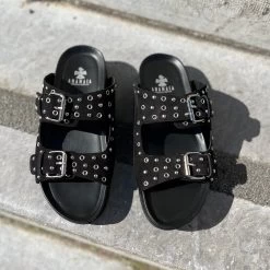 Anamaïa Mules En Cuir SB 515 Tan , Kaki, Noir -Chaussures Chic Et Tendance ansb515 2