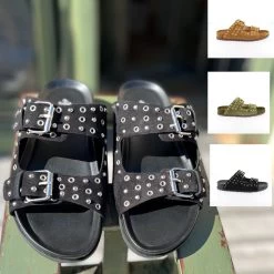 Anamaïa Mules En Cuir SB 515 Tan , Kaki, Noir -Chaussures Chic Et Tendance ansb515 3