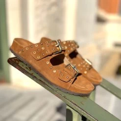 Anamaïa Mules En Cuir SB 515 Tan , Kaki, Noir -Chaussures Chic Et Tendance ansb515 4