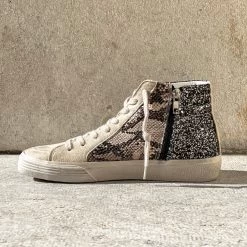 BASKETS MONTANTES A ETOILE GLITTER ET SERPENT -Chaussures Chic Et Tendance basket montantes a etoile m1505 serpent 2