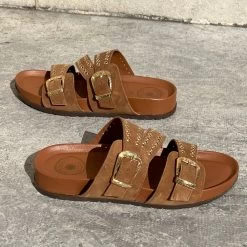 L'Atelier Tropézien Mules Boucles Noir Ou Tan -Chaussures Chic Et Tendance chv8966 3