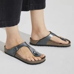 Birkenstock Gizeh Birko Flor Metallic Black