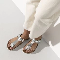 Birkenstock Gizeh Cuir SFB Metallic Silver