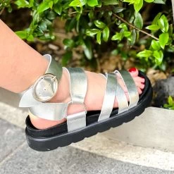 Pastelle Paris Sandale Guilia Cuir Argent -Chaussures Chic Et Tendance guila argent 3