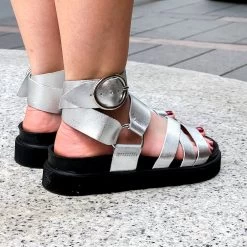 Pastelle Paris Sandale Guilia Cuir Argent -Chaussures Chic Et Tendance guila argent 4