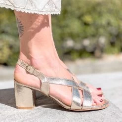 L'atelier Tropézien Sandales à Talons Doré