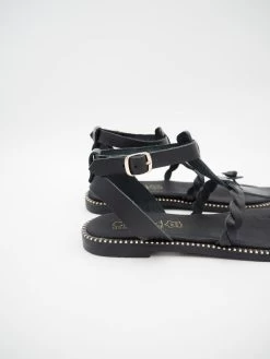 KOUFONISSIA SANDALES PLATES EN CUIR NOIR -Chaussures Chic Et Tendance koufonissia 3