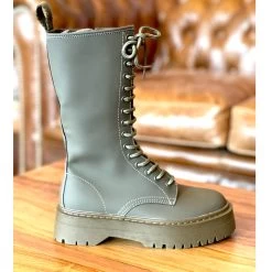 BOTTINES M1756 KAKI LACET ET ZIP COTE