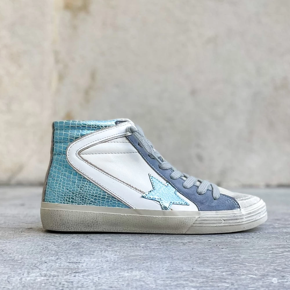 BASKETS MONTANTES A ETOILES BLEU 1 BASKETS MONTANTES A ETOILES BLEU