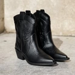 Santiags Boots Beige Ou Noir -Chaussures Chic Et Tendance m2615 4