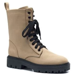 Corina Boots Beige à Lacets Et Zip