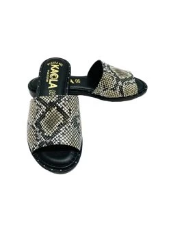 Mules Cuir KAOLA Effet Python Terre