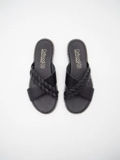 MYKONOS MULES CROISÉES EN CUIR NOIR -Chaussures Chic Et Tendance mykonoss22 2