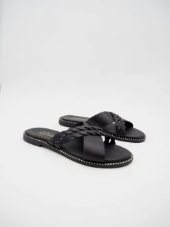 MYKONOS MULES CROISÉES EN CUIR NOIR -Chaussures Chic Et Tendance mykonoss22 3