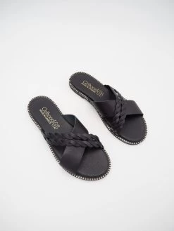 MYKONOS MULES CROISÉES EN CUIR NOIR -Chaussures Chic Et Tendance mykonoss22 4