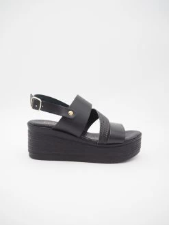 SANDALES SANTORIN COMPENSÉES CUIR NOIR 7 SANDALES SANTORIN COMPENSÉES CUIR NOIR -Chaussures Chic Et Tendance santorin 2